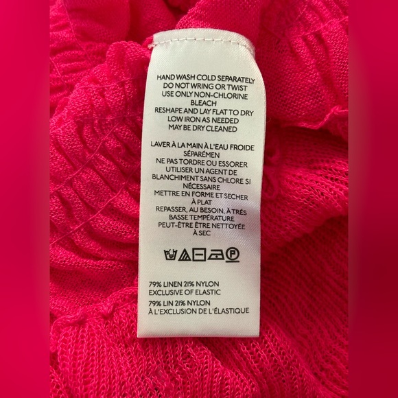 NWT Anthropologie Pink Sheer Smocked/Ruffled Asymmetrical Sweater Tank, Size XS - Picture 7 of 8